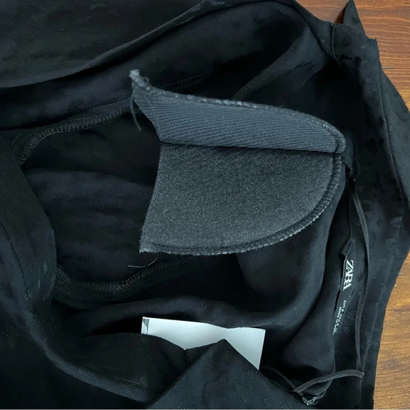 New Zara Black Leopard Jacquard Mini Dress Sz S - Picture 16 of 16